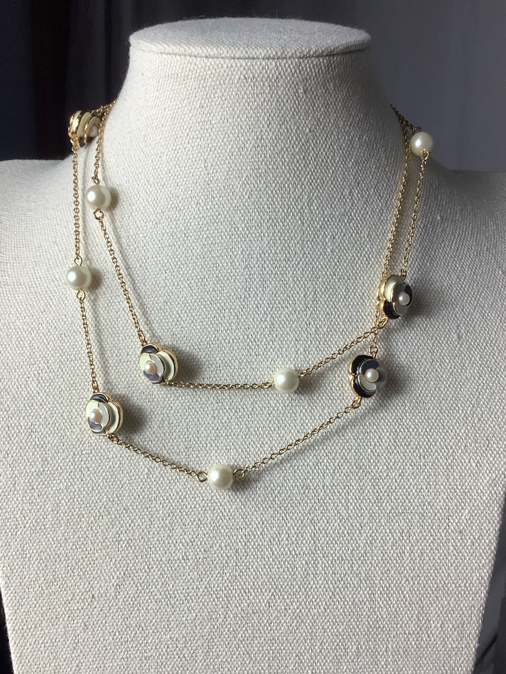 kate spade Gold Flower and Pearl Station Long Necklace - Picture 2 of 4